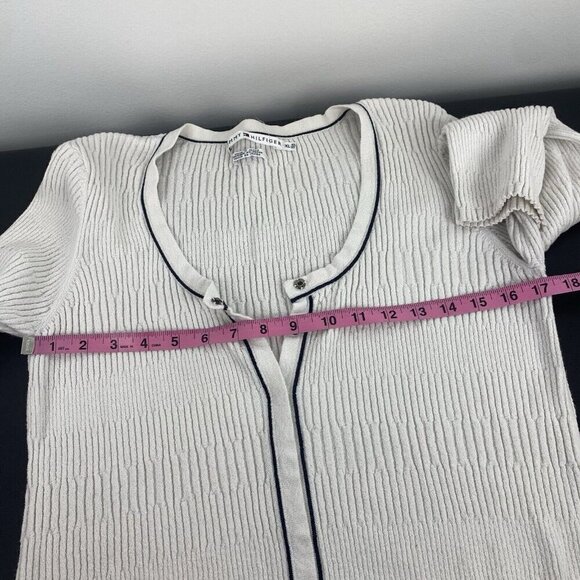 Tommy Hilfiger Women's Ribbed Cardigan Button Up Size XL Cream Preppy Cotton - Picture 6 of 8
